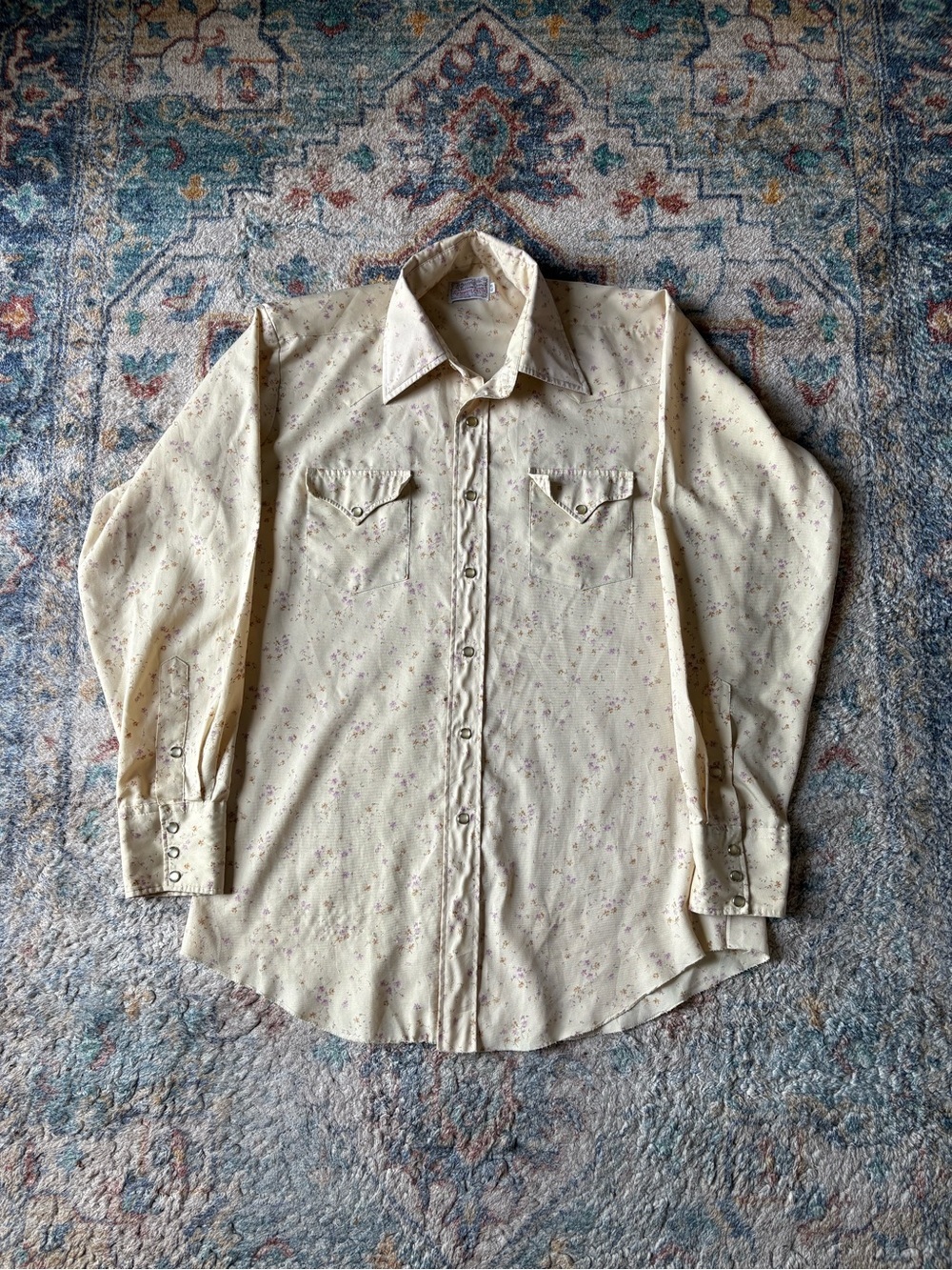 Vintage 1970s H-Bar-C Floral Pearl Snap Shirt Size XL